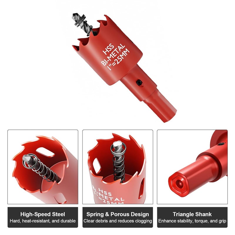FIVELAKE 1" (25mm) Bi-Metal M42 High Speed Steel Hole Saw with Pilot Drill Bit, Smooth Cutting Edge for PVC, Drywall, Wood, Plastic, Gypsum Board, Rubber, Thin Metal - Image 2